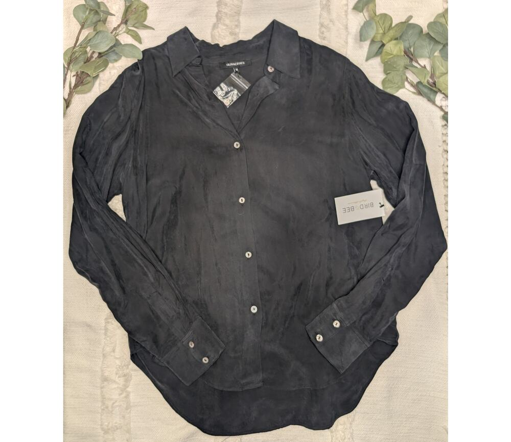 Bird Bee Faux Suede Crossroads Top in Charcoal
